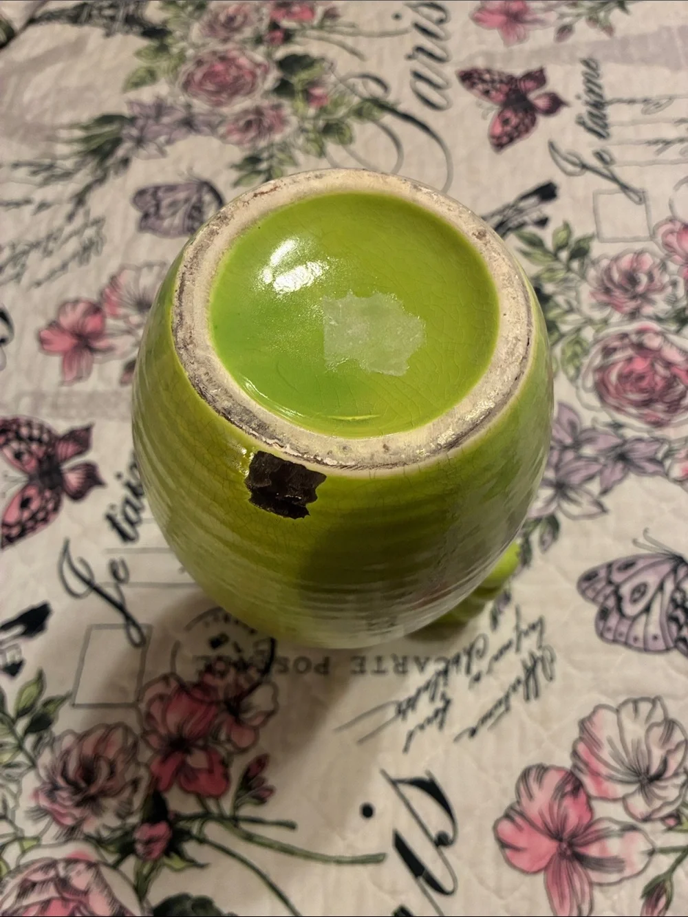 Lime Green Ceramic Pitcher Vase with Twisted Handle